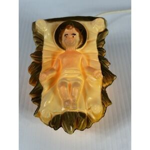 Vintage Plastic BABY JESUS Blow Mold Table Top Nativity Christmas USA Lighted